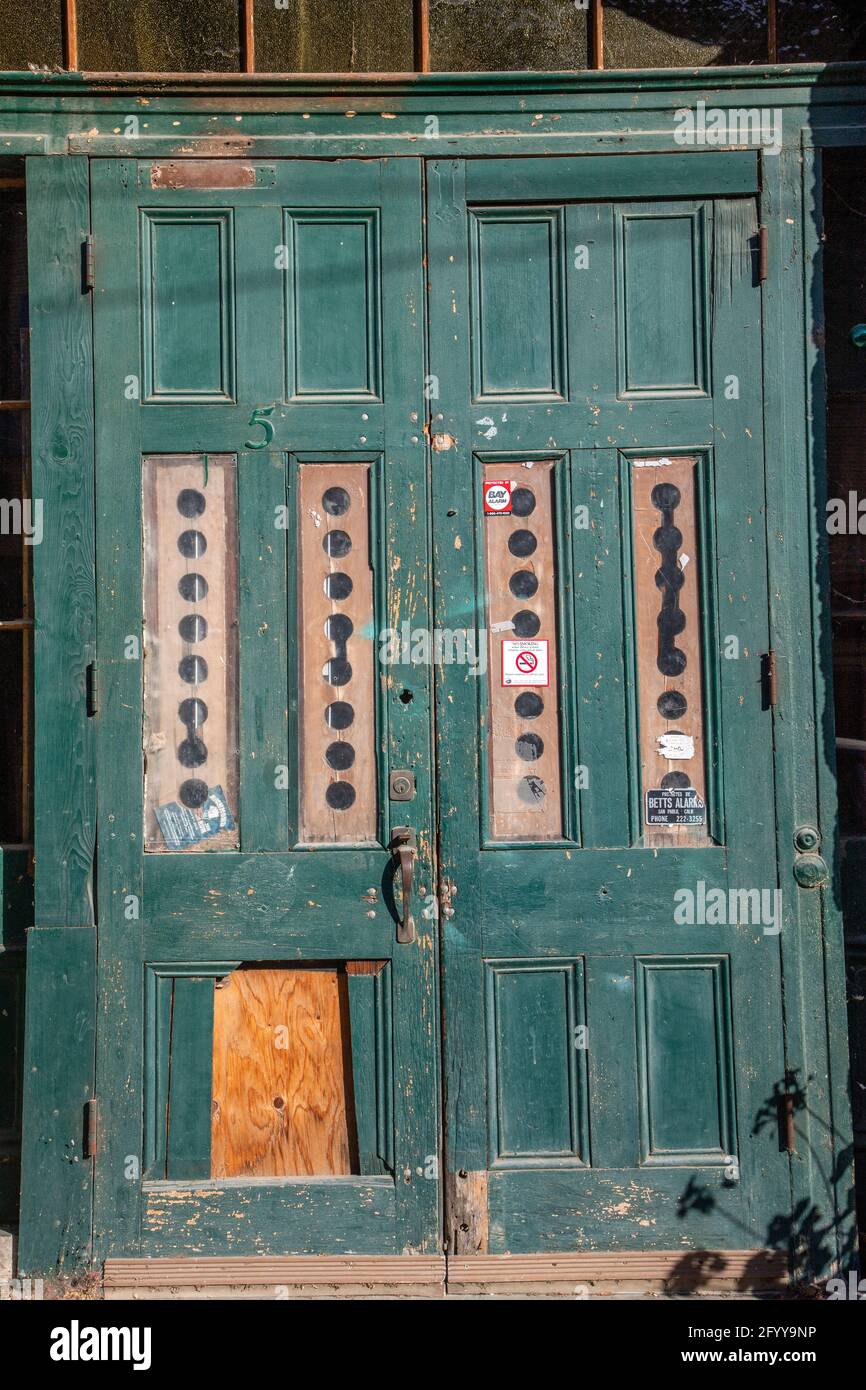 Port Costa is a unique little town tucked around the bay in Northern California. Stock Photo