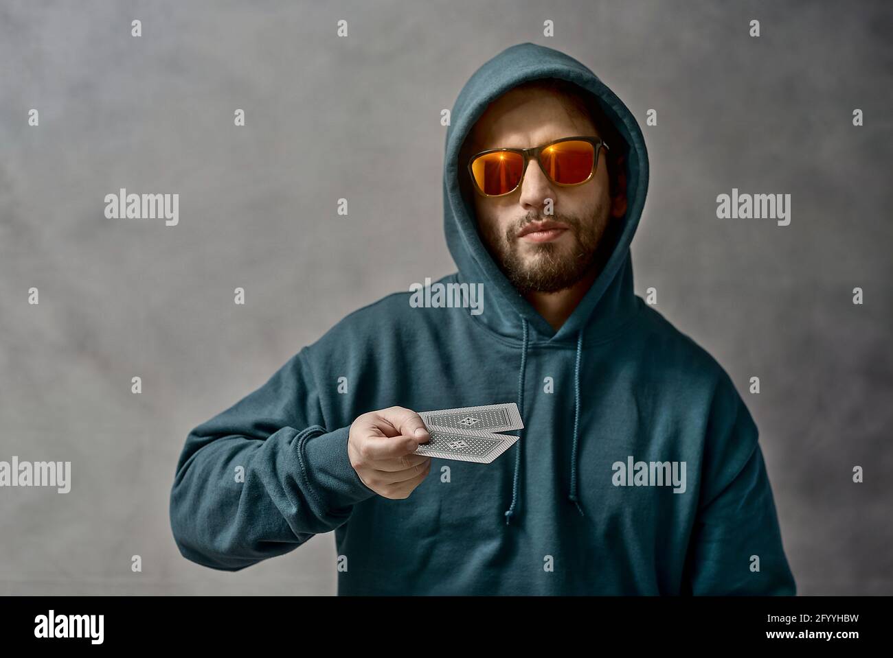 Man playing poker Stock Photo