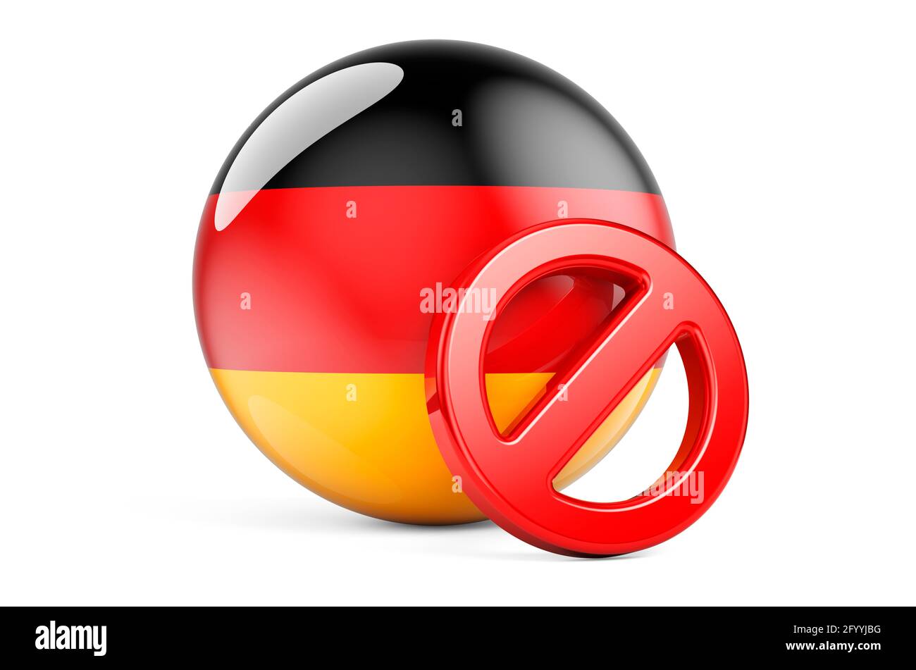 Forbidden symbol with German flag. Prohibition in Germany concept, 3D