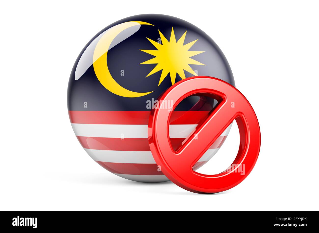 Forbidden symbol with Malaysian flag. Prohibition in Malaysia 
