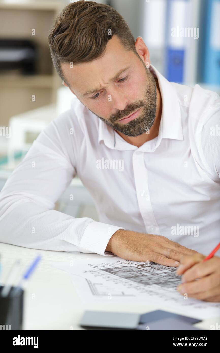 architect working in his office Stock Photo