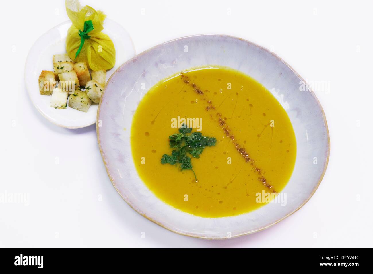 middle eastern style yellow lentil and cumin soup Stock Photo