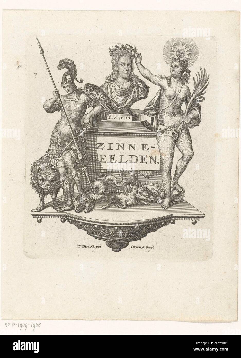 Zeeus Allegory with bust of poet Jacob Zeeus; Title page for: Jacob Zeeus ...