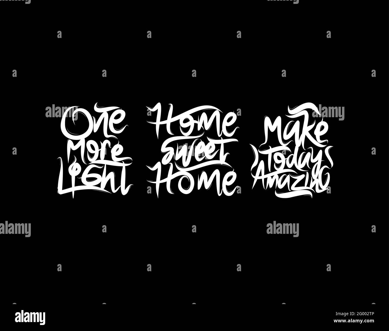 Set lettering Text on black background in vector illustration Stock