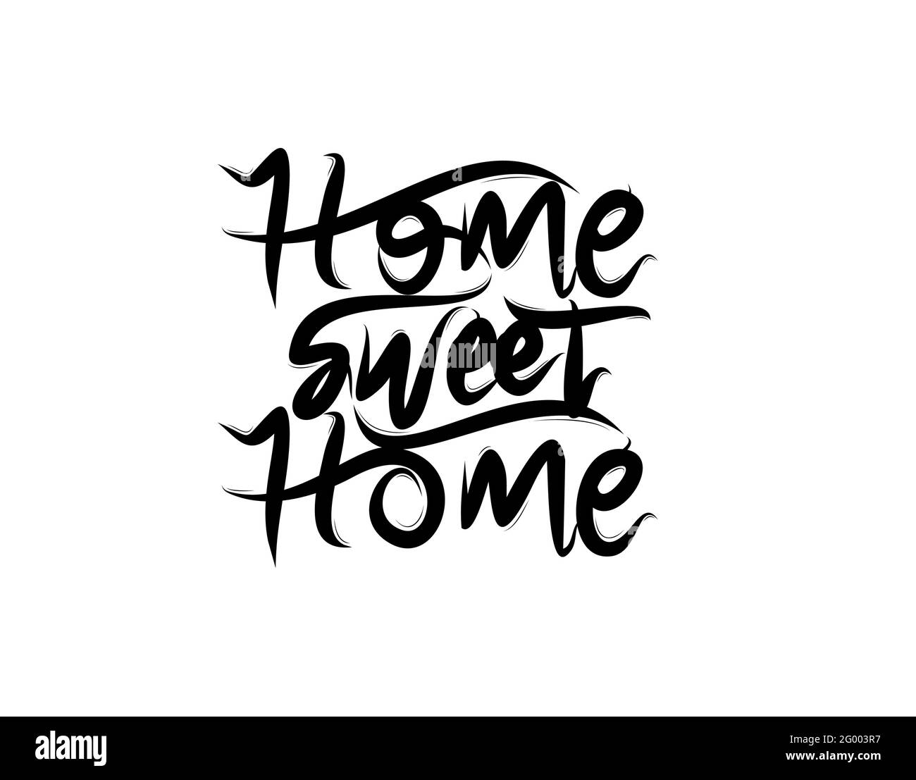 Home Sweet Home lettering Text on white background in vector illustration. Stock Vector