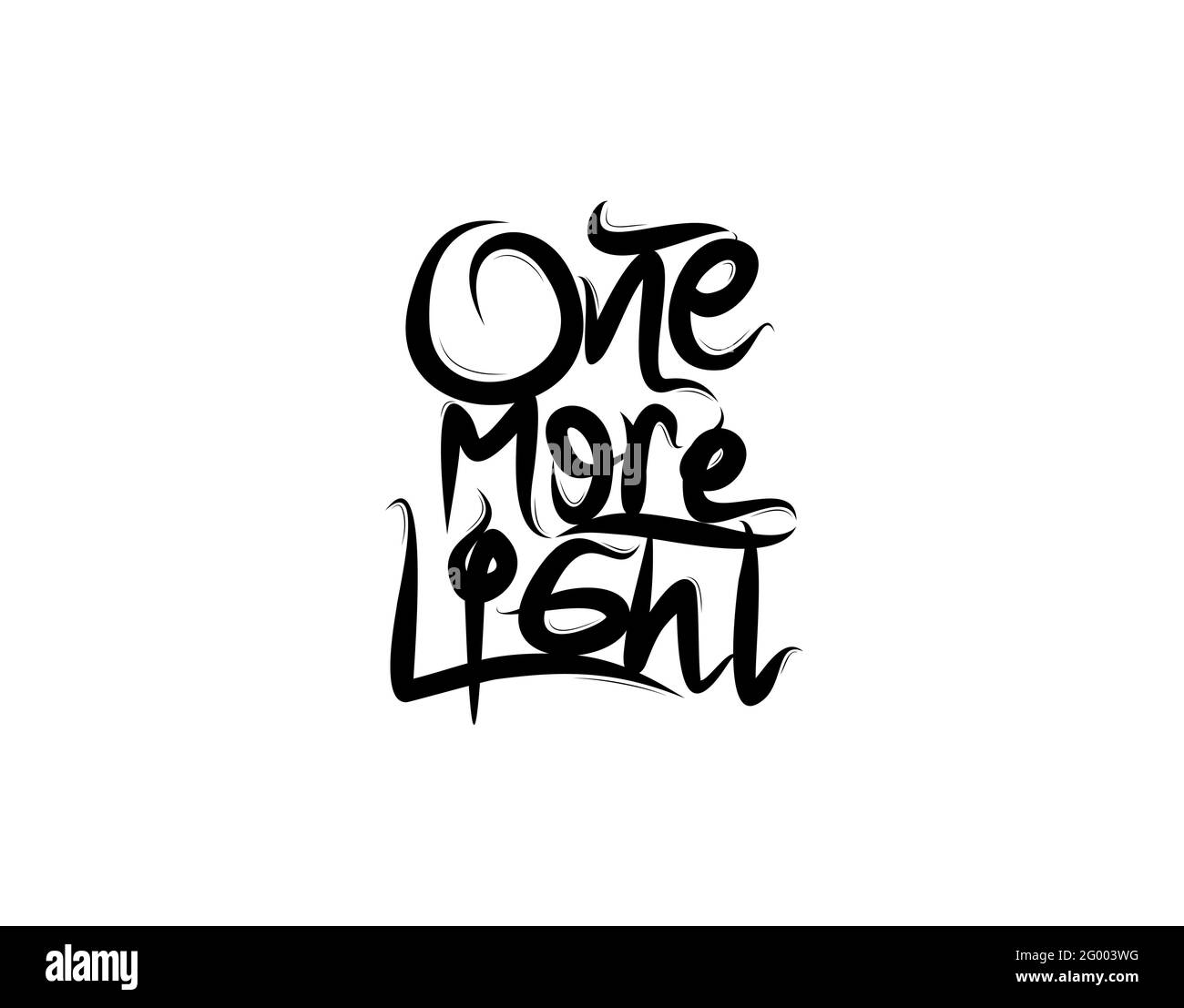 One More Light lettering Text on white background in vector illustration. Stock Vector