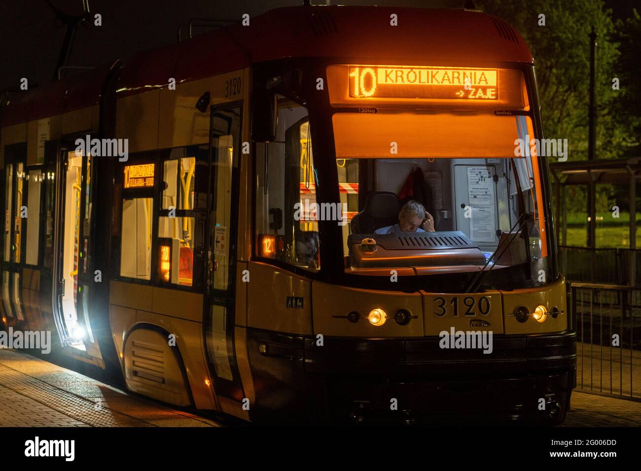 Tramway no. 10 in Warsaw (Poland) Stock Photo