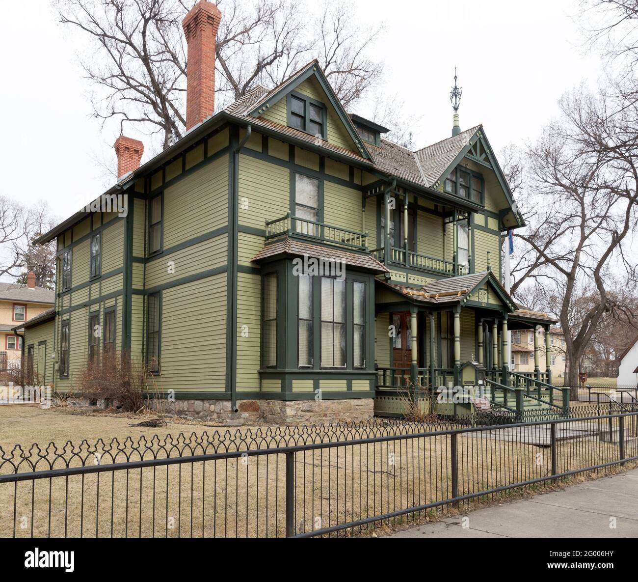 1884 Victorian-era house served as the North Dakota Governors' Mansion in Bismarck from 1893-1960.  Asa Fisher was the original owner and later sold t Stock Photo