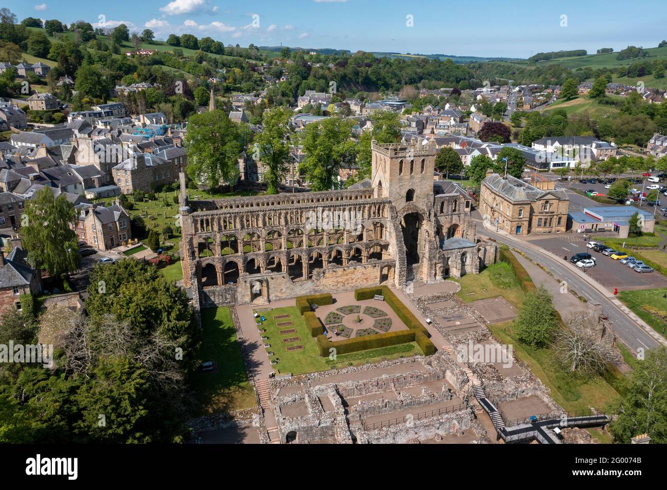 Aerial view of Jedburgh Abbey, Jedburgh, Scotland, UK Stock Photo Alamy