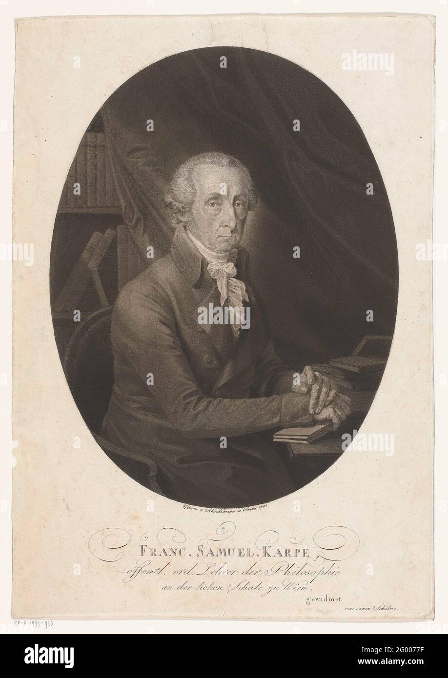 Portrait Franz Samuel Karpe. Knee piece, sitting right, in oval Stock