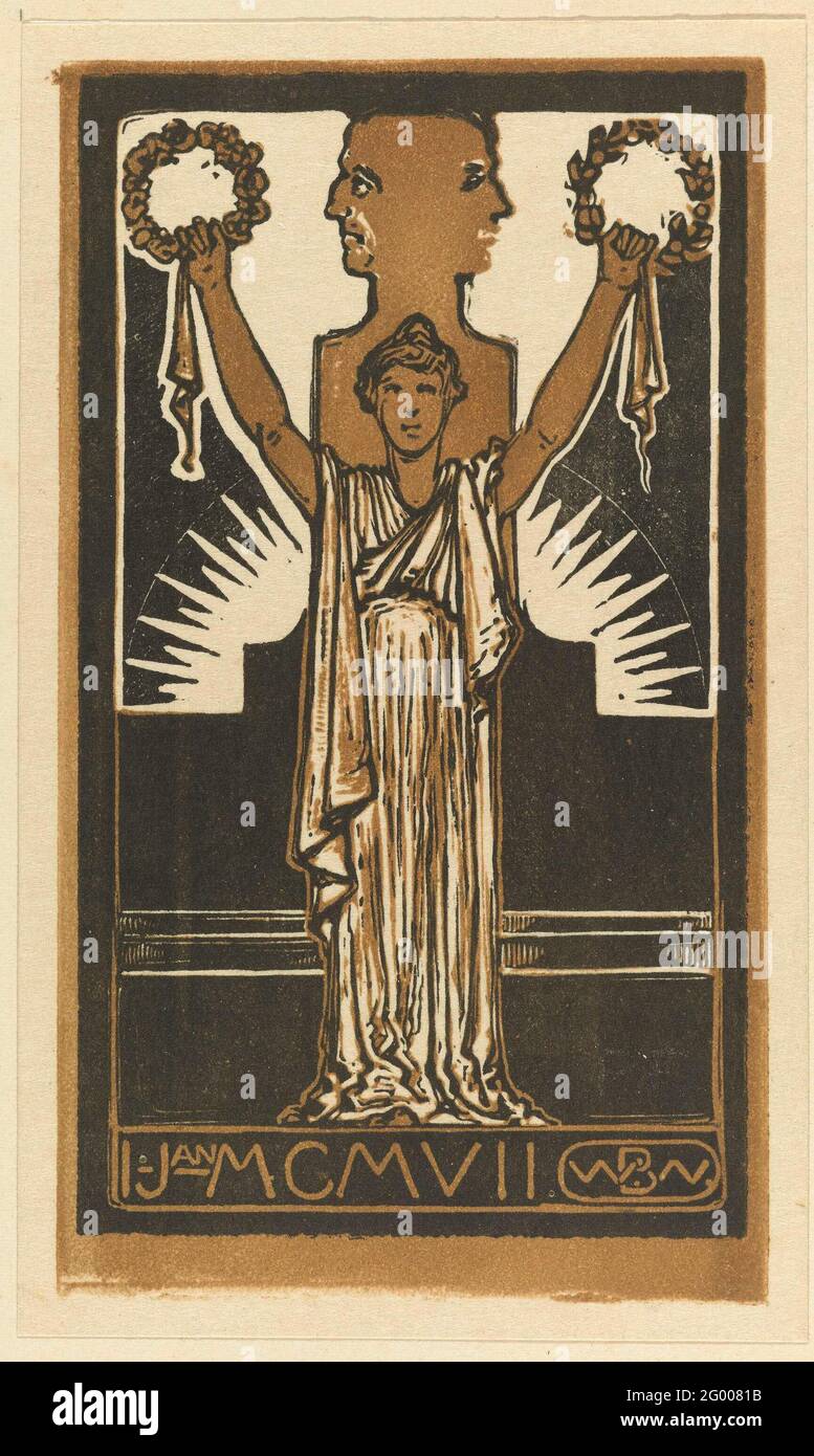 Woman in Roman's robe .. standing woman in Roman robe, laurel wreaths ...