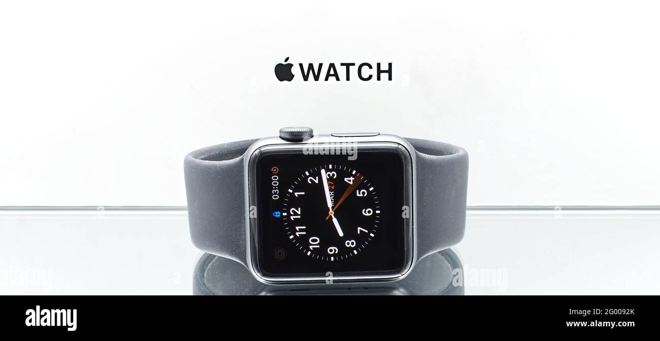 Bologna - Italy - April 27, 2021: Apple watch developed by Apple Inc. Stock Photo
