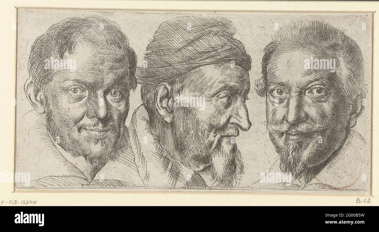 Portrait of Camillo Graffico, Ercole Pedemonte and Antonio Carone. Three men's heads, possibly Camillo Graffico, Ercole Pedemonte and Antonio Carone. Stock Photo