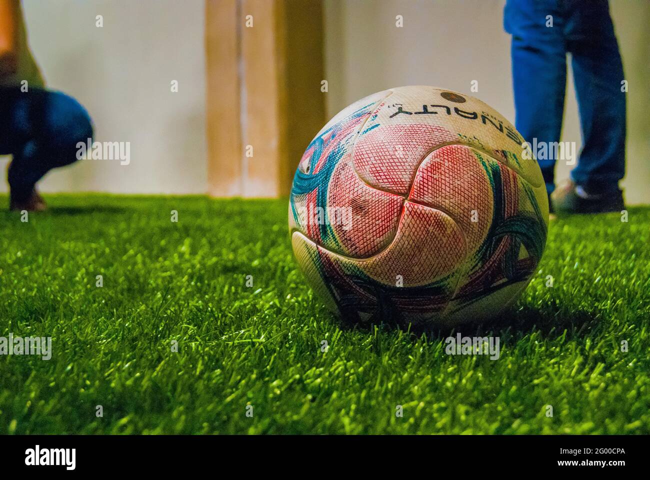 Ball at Brazilian Football Museum (Mineirão Stadium), Belo Horizonte, Minas Gerais, Brazil Stock Photo