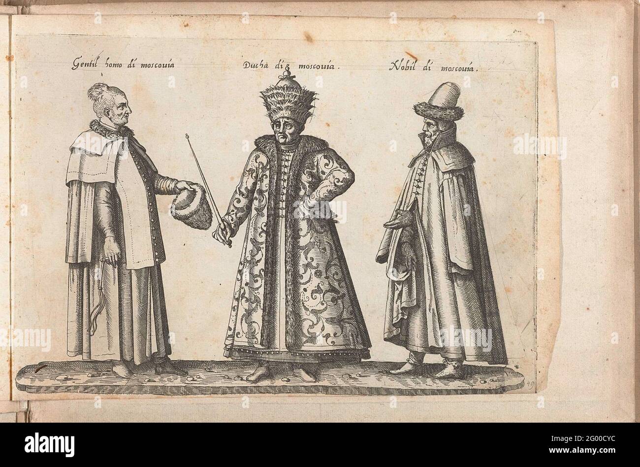 Drie Mannen, Gkleed Volgens de Rossische mode Van Ca. 1580; Gentle homo by Moscovia / / Moscovia Nobil. PRENT UP 'CHANGE DURGL'HABITI OF TVLETS THE MAKES DELIVERY IN RAME FOR