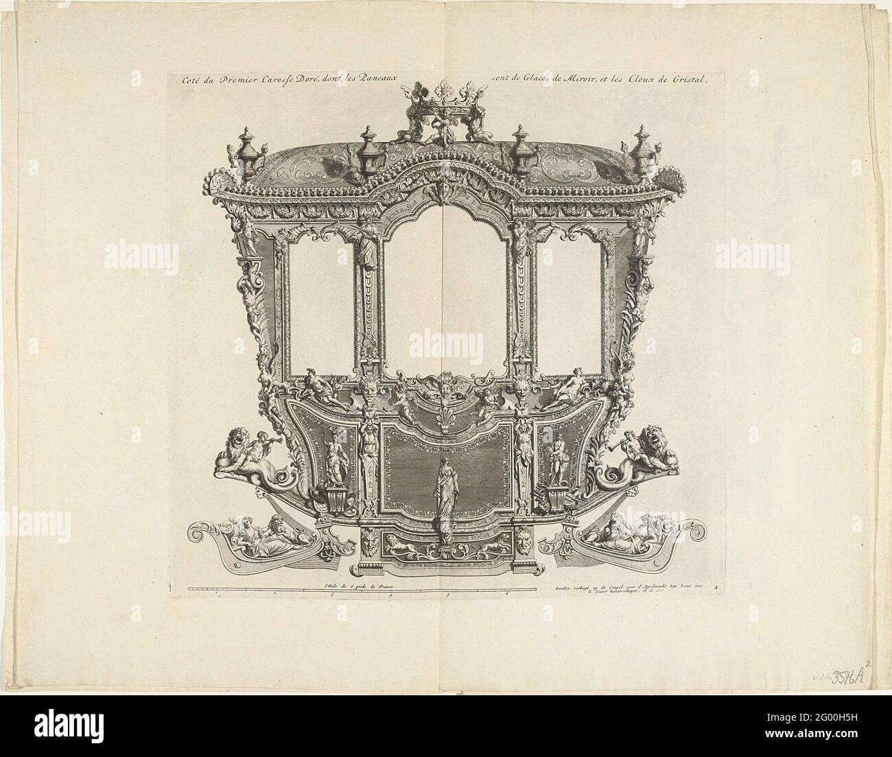 Sticker key of the Duke of Ossuna, 1713; Coté du Premier Carosse Doré, Dont  Le Peaneaux Sont de Glaces de Miroir, et Les Cloux de Cristal; Premier des  Magnifoques Carosses de Monsignor