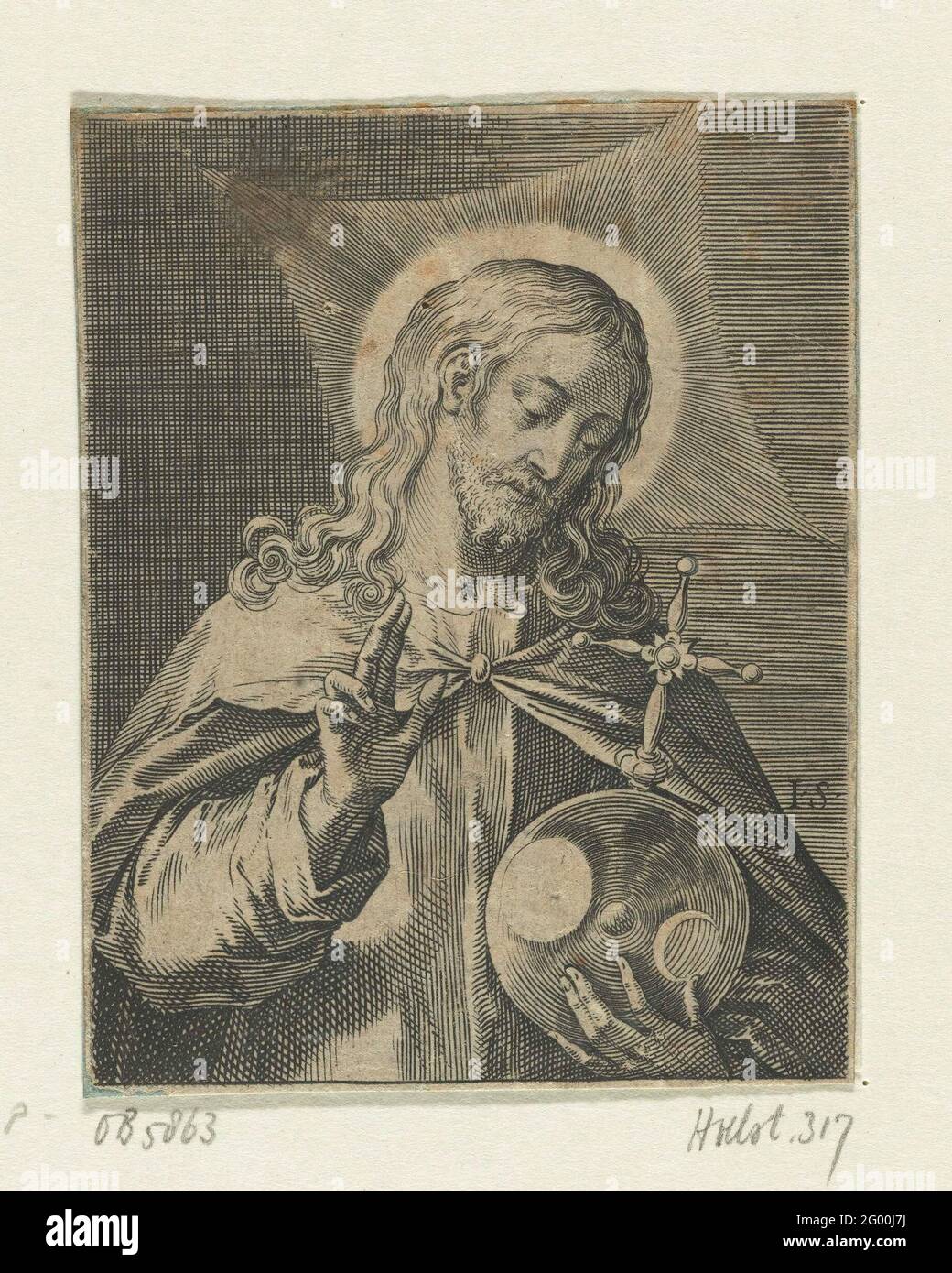 Christ as a salvator mundi; Christ, Mary and the twelve apostles ...