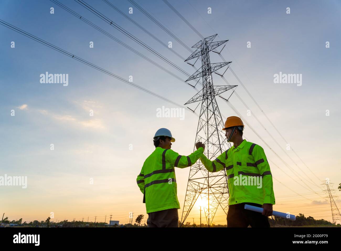 Team work of Engineers and Technician join hands for success after work