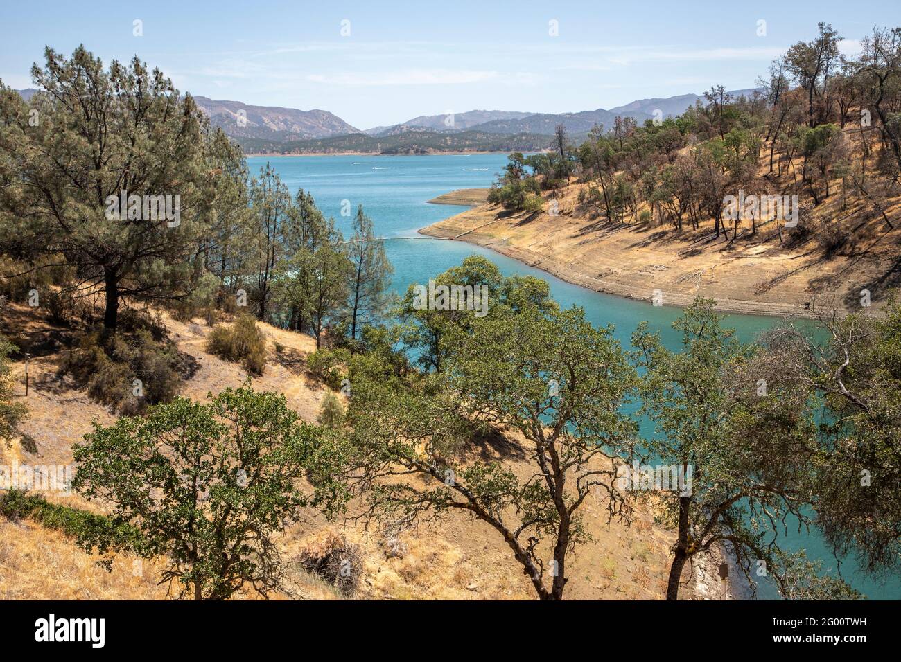 Lake Berryessa is the largest lake in Napa County in Northern California, USA. It is a recreational lake and reservoir covering about 20,000 acres. Stock Photo