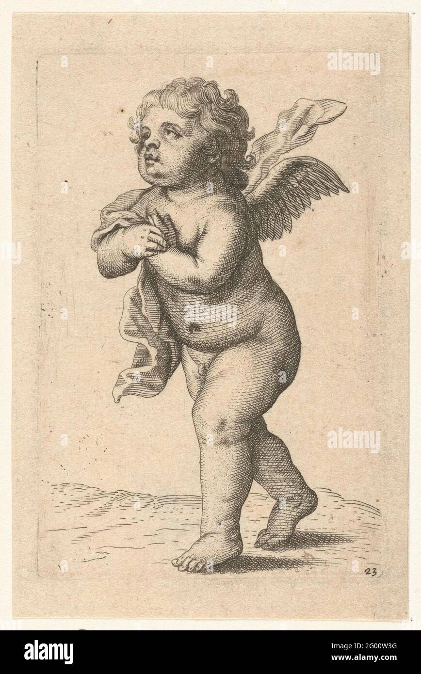Running angel; Children and angels. Running angel. Print from a series ...