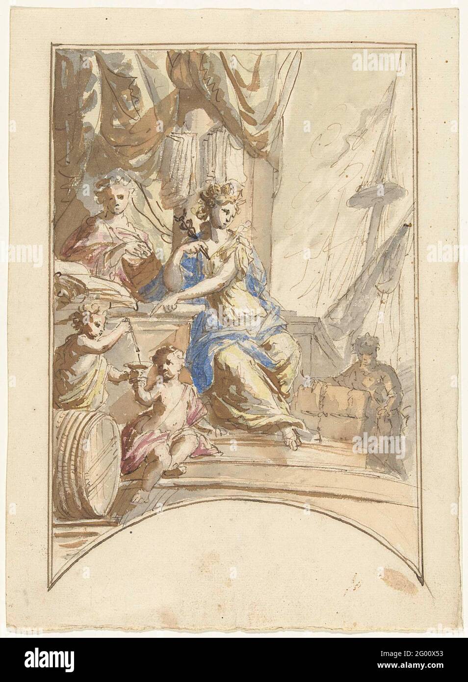 Allegory on the world's trade. Design for a painting Stock Photo - Alamy