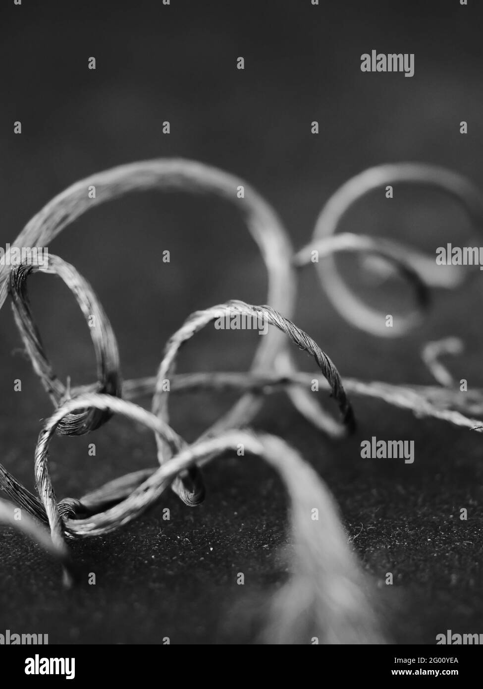 Verticalshot of silver coil wire on a black surface Stock Photo