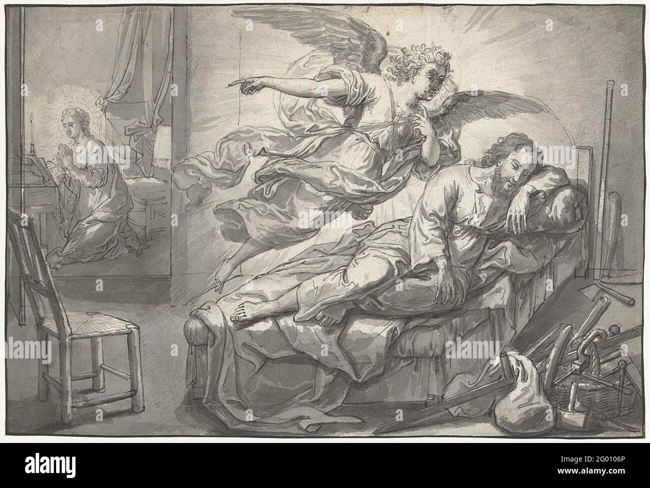 The angel appears to Joseph in a dream Stock Photo Alamy