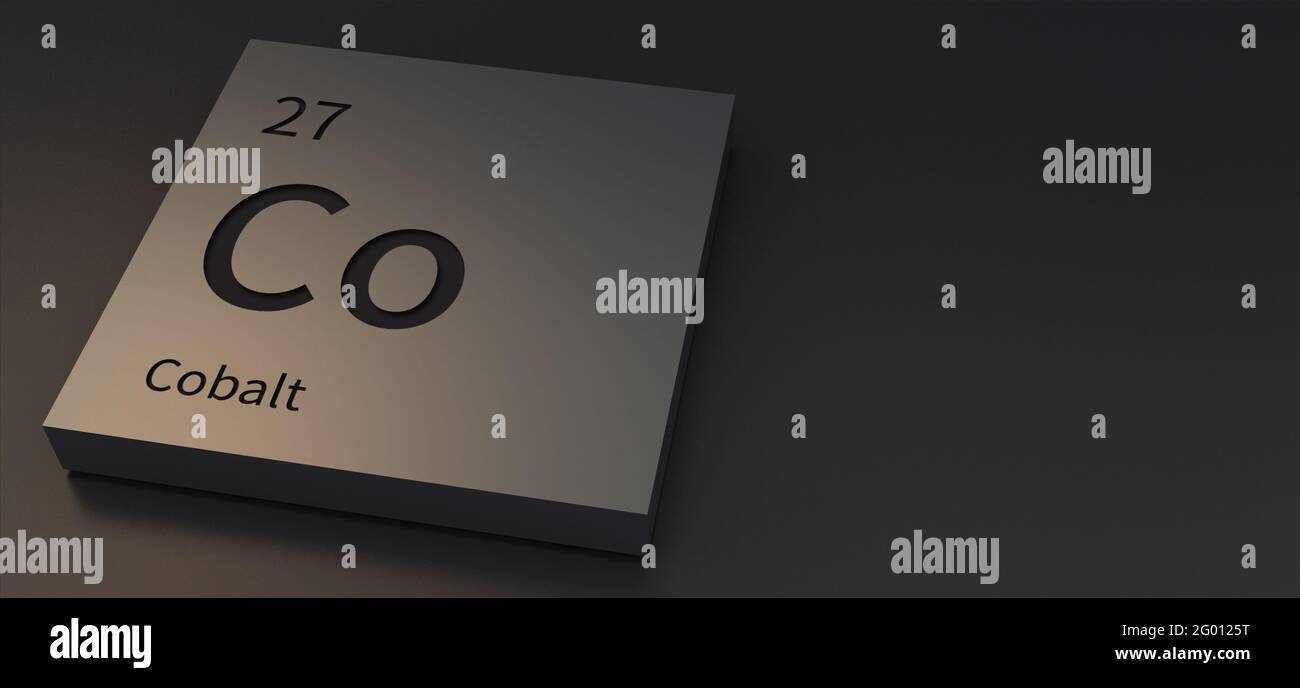 cobalt elements on periodic table 3d illustration. Stock Photo