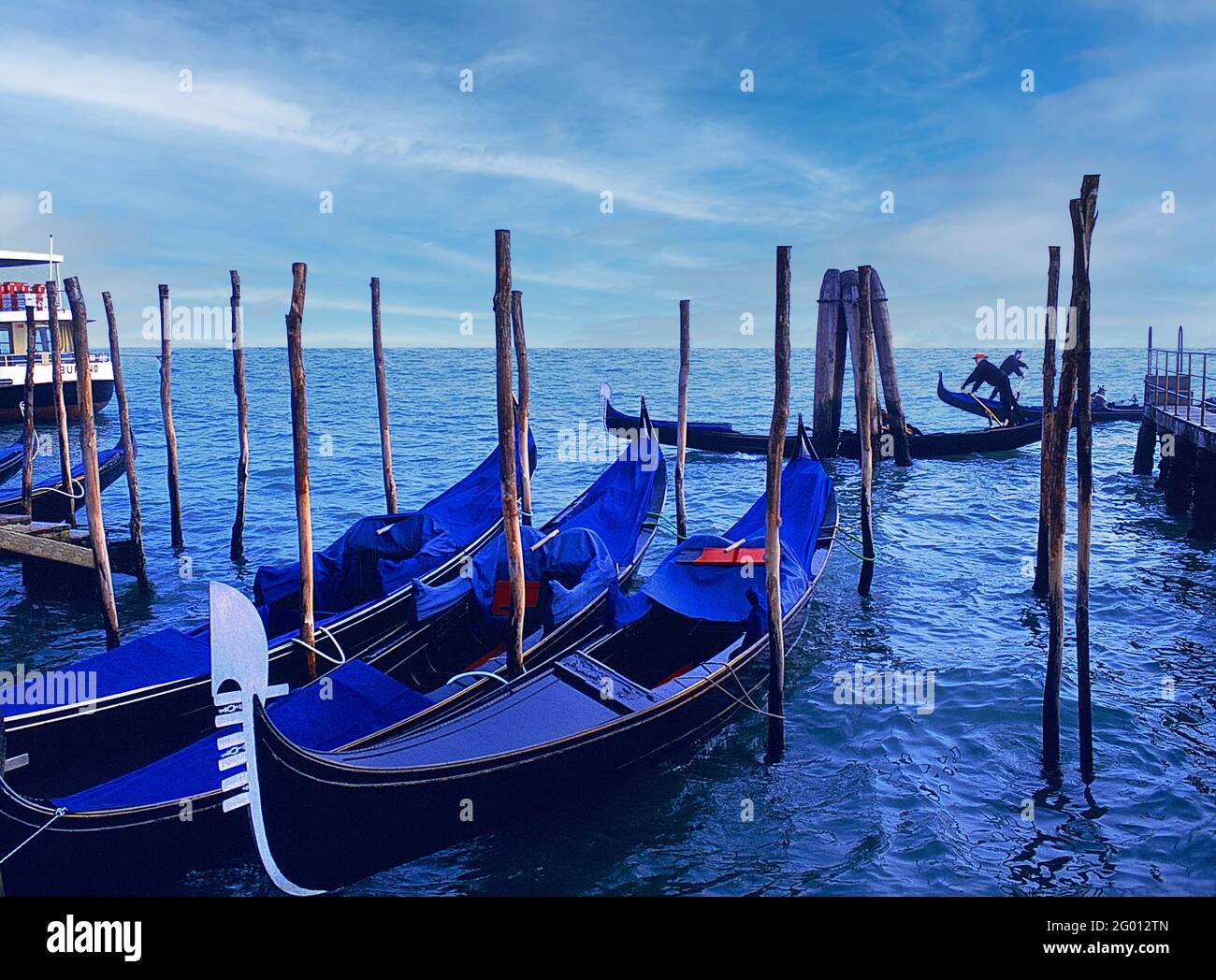 Gondolas on the Grand Canal in Venice Italy Stock Photo