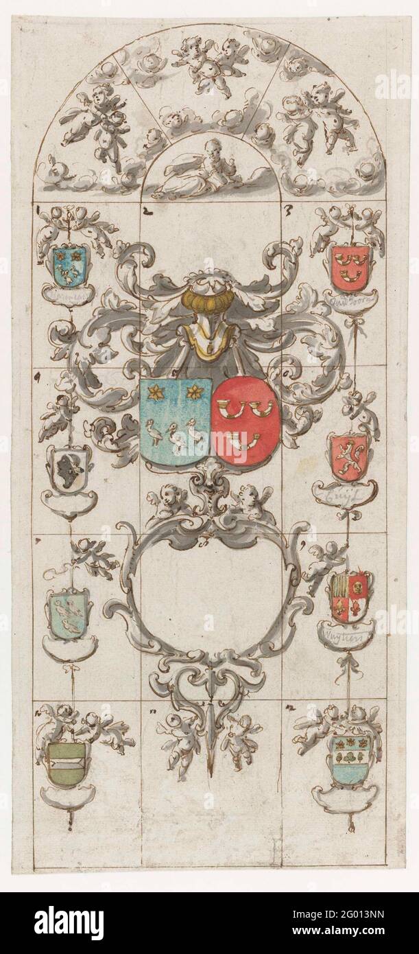 Design for glass window six for the church in Oudshoorn. Design for a