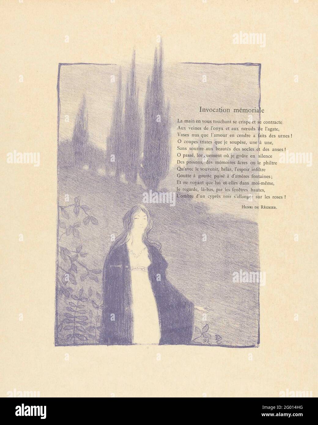 Illustration with woman in landscape at poem Invocation Mémoriale from ...