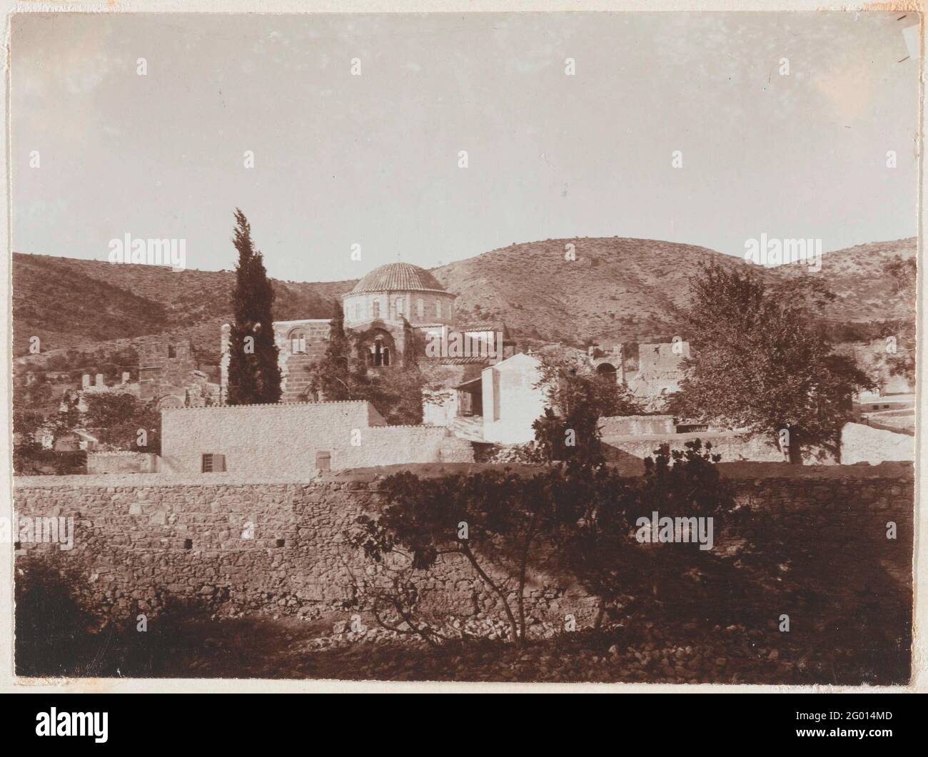 View of the monastery of Daphni, near Athens, Greece; Daphni monastery. Stock Photo