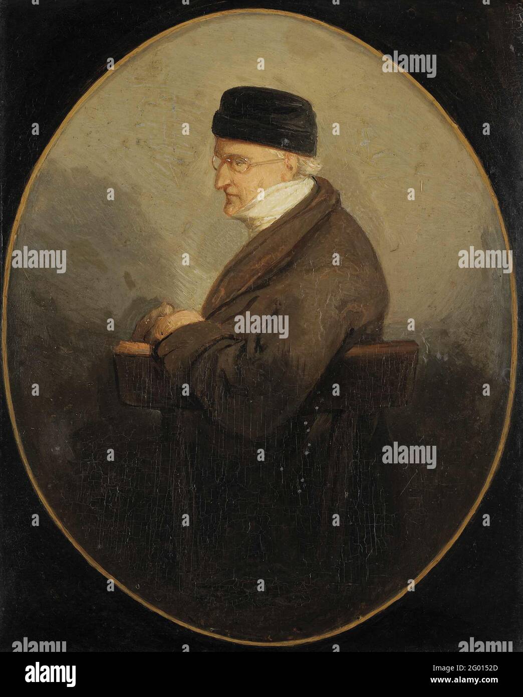 David Pierre Giottino Humbert De Superville (1770-1849), Painter and Writer. Portrait of David Pierre Giottino Humbert de Superville, painter and writer. Sitting in a chair, a black hat on the head. Stock Photo