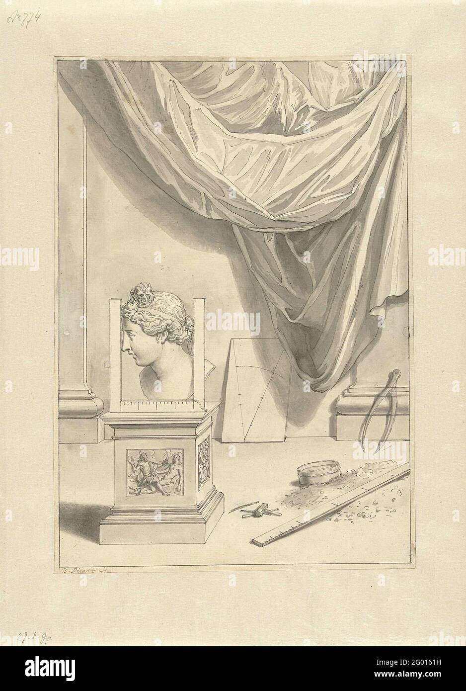 Interior with attributes of sculpture. Design for a print Stock Photo ...