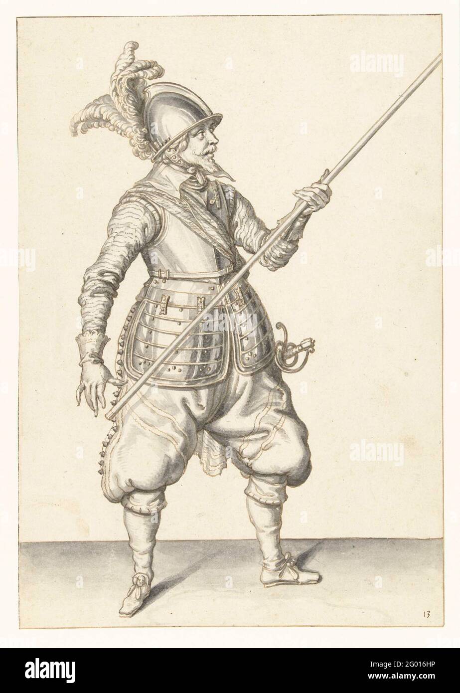 Original 17th Century Hand Colored Military Print 1600s Jacob de Gheyn 6
