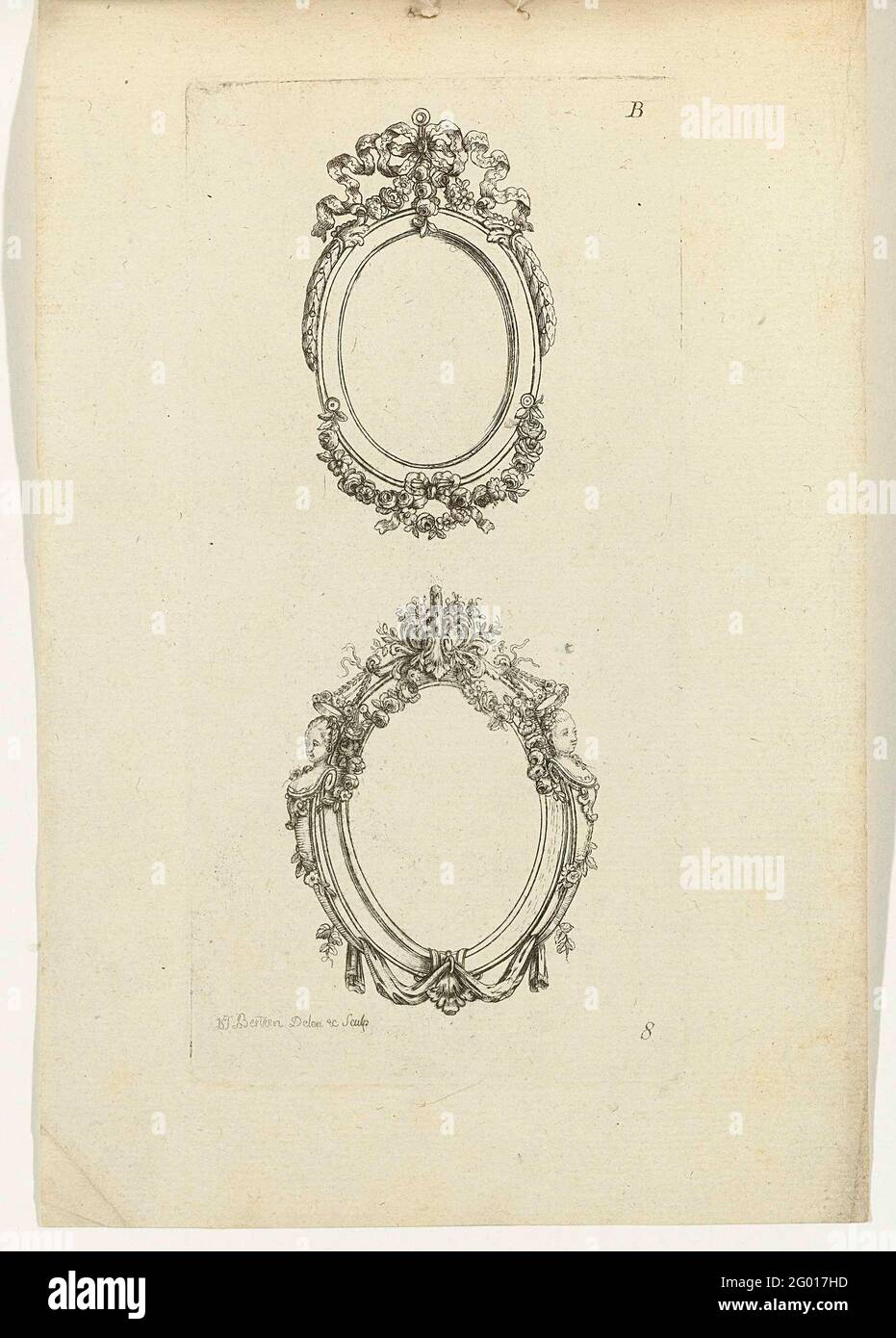 Two oval picture frames; Iie cahier d'ovales et de medallions pour les