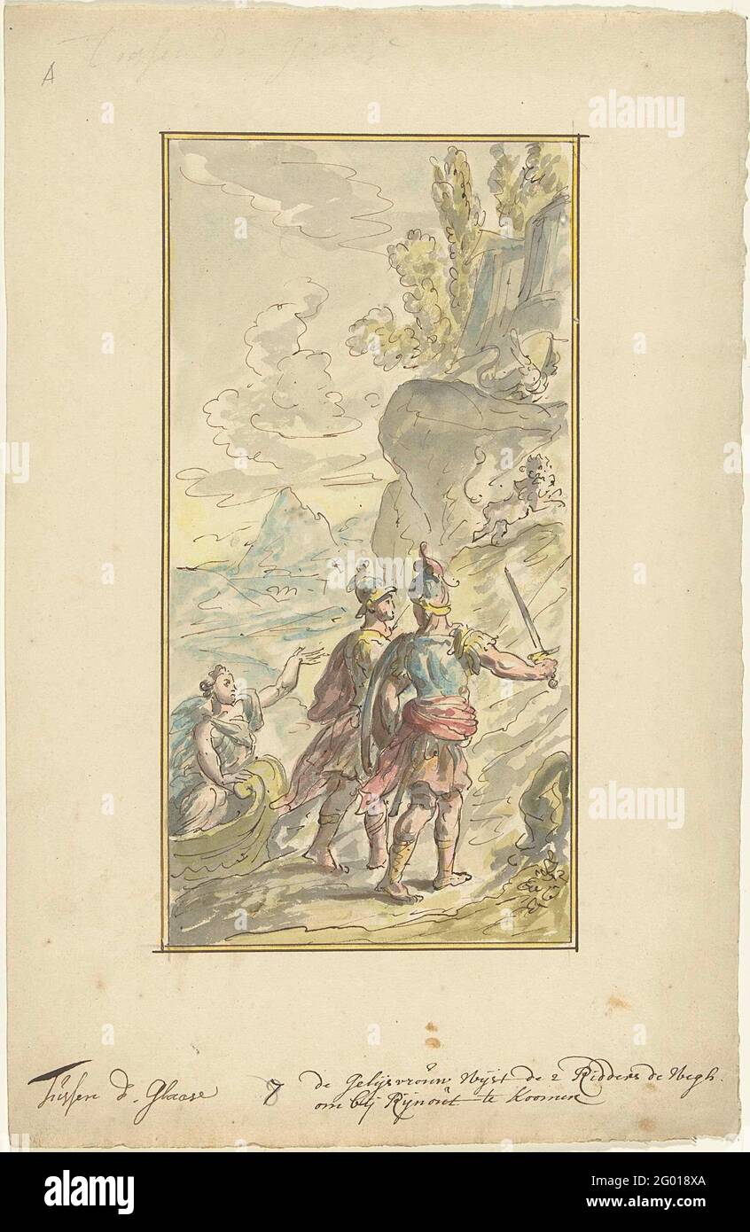 The two knights on the way to Rinaldo. Design for a painting Stock ...