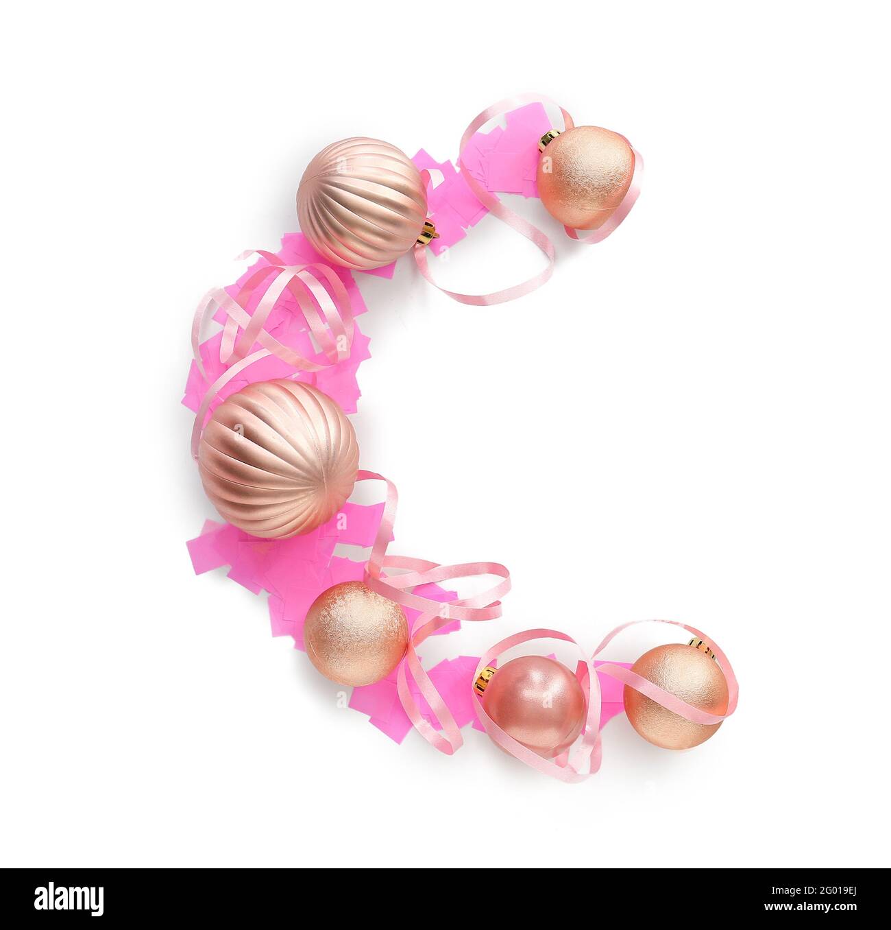 Christmas balls with confetti on white background Stock Photo Alamy