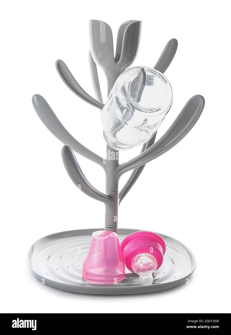 Drying rack for baby bottles on white background Stock Photo Alamy