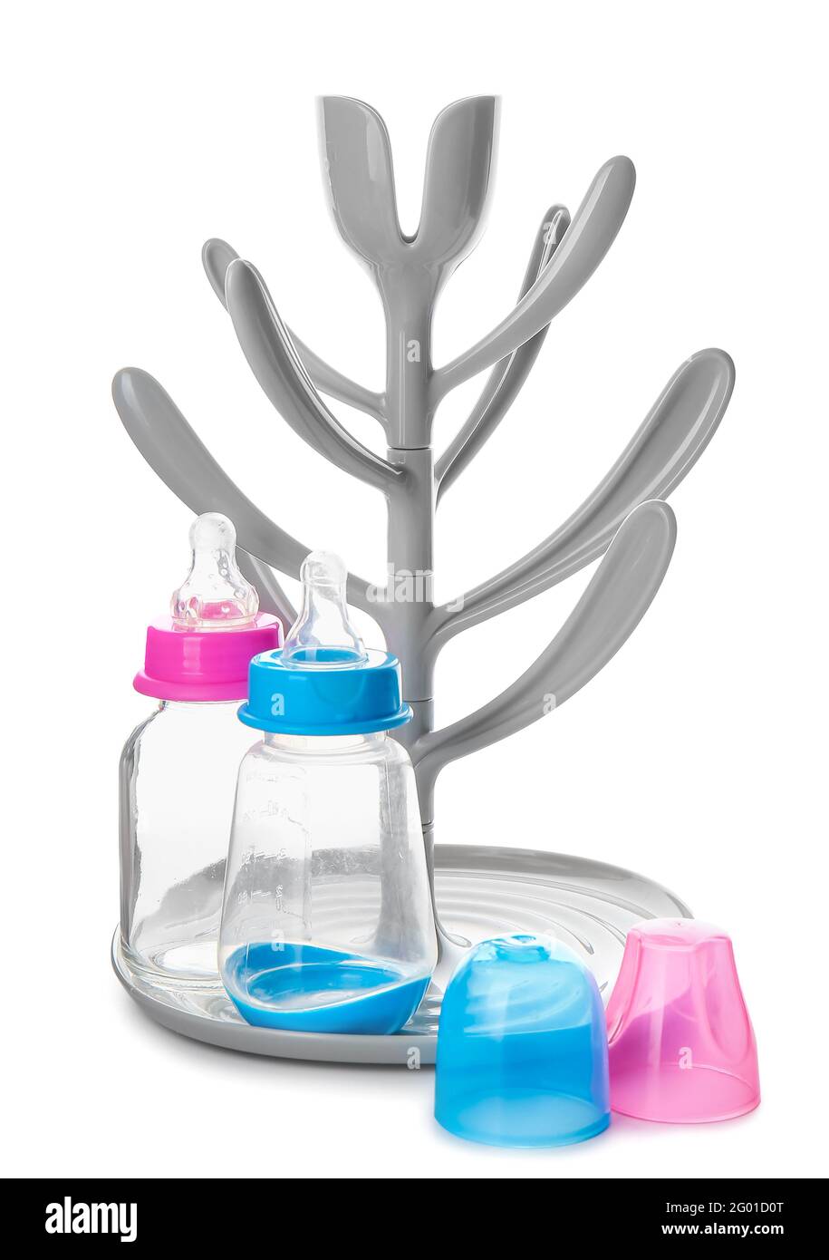 Drying rack for baby bottles on white background Stock Photo Alamy