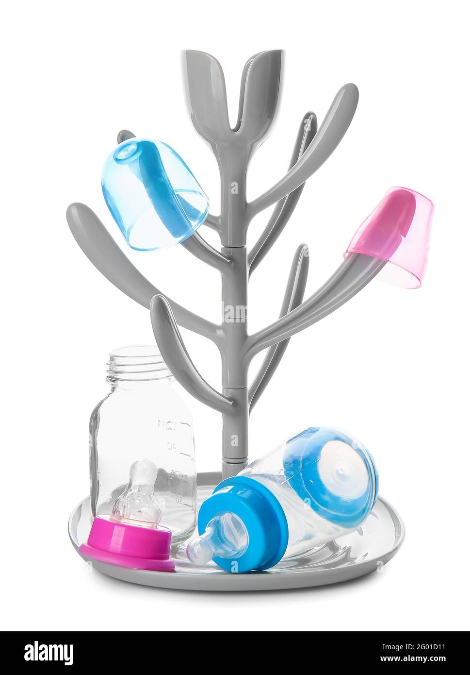 Drying rack for baby bottles on white background Stock Photo Alamy