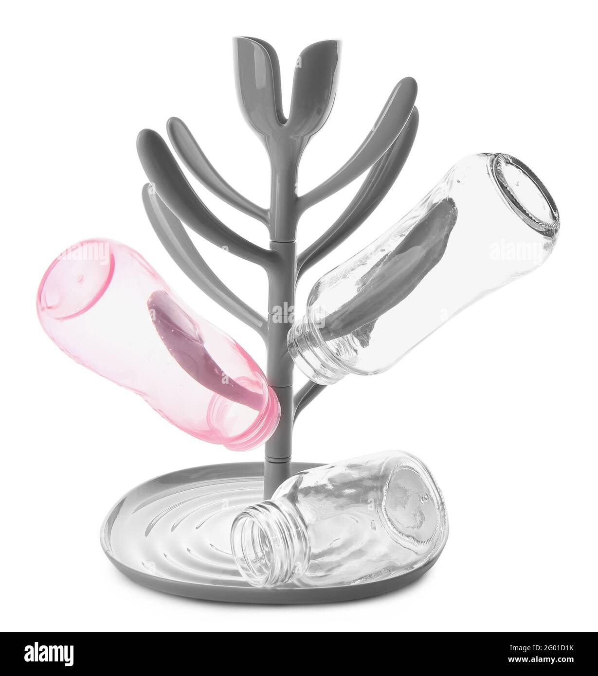 Drying rack for baby bottles on white background Stock Photo Alamy