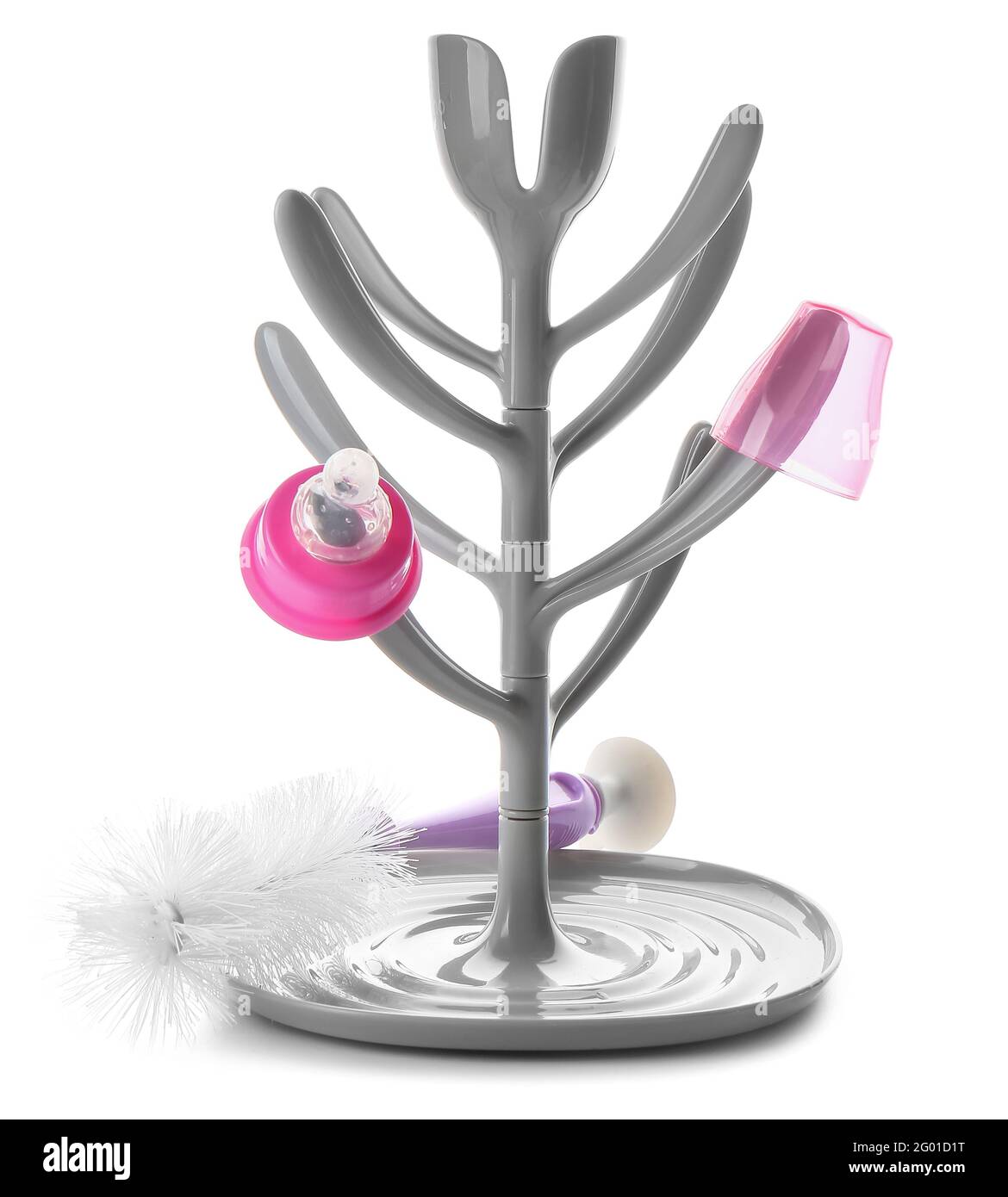 Drying rack for baby bottles on white background Stock Photo Alamy