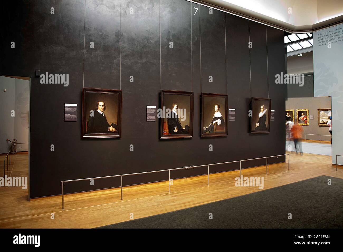 Wall with portraits of Dirck, Johannes of Jacobus Wallis, Eduard Wallis, Maria van Strijp and Adriana Croes, on the right a look to another room; Exhibition New acquisitions: Four portraits of Johannes Cornelisz Terspronck. Stock Photo