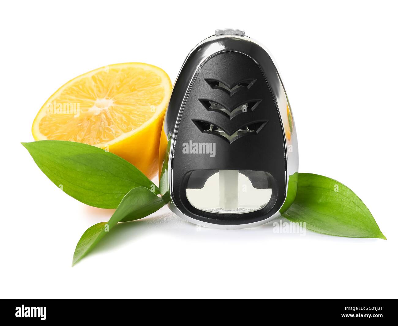 Citrus car air freshener on white background Stock Photo Alamy