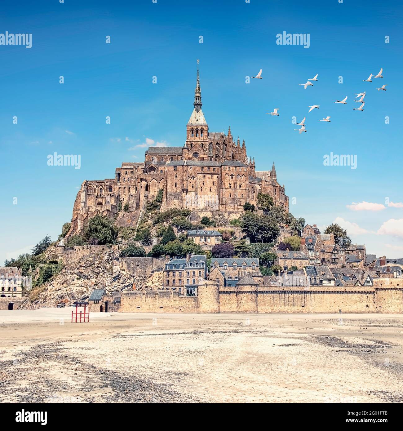 Mont Saint Michel village, a UNESCO world heritage site in Normandy, France Stock Photo