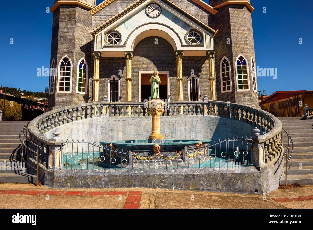 Catholic church called Iglesia de San Rafael in Zarcero, Costa Rica Stock Photo