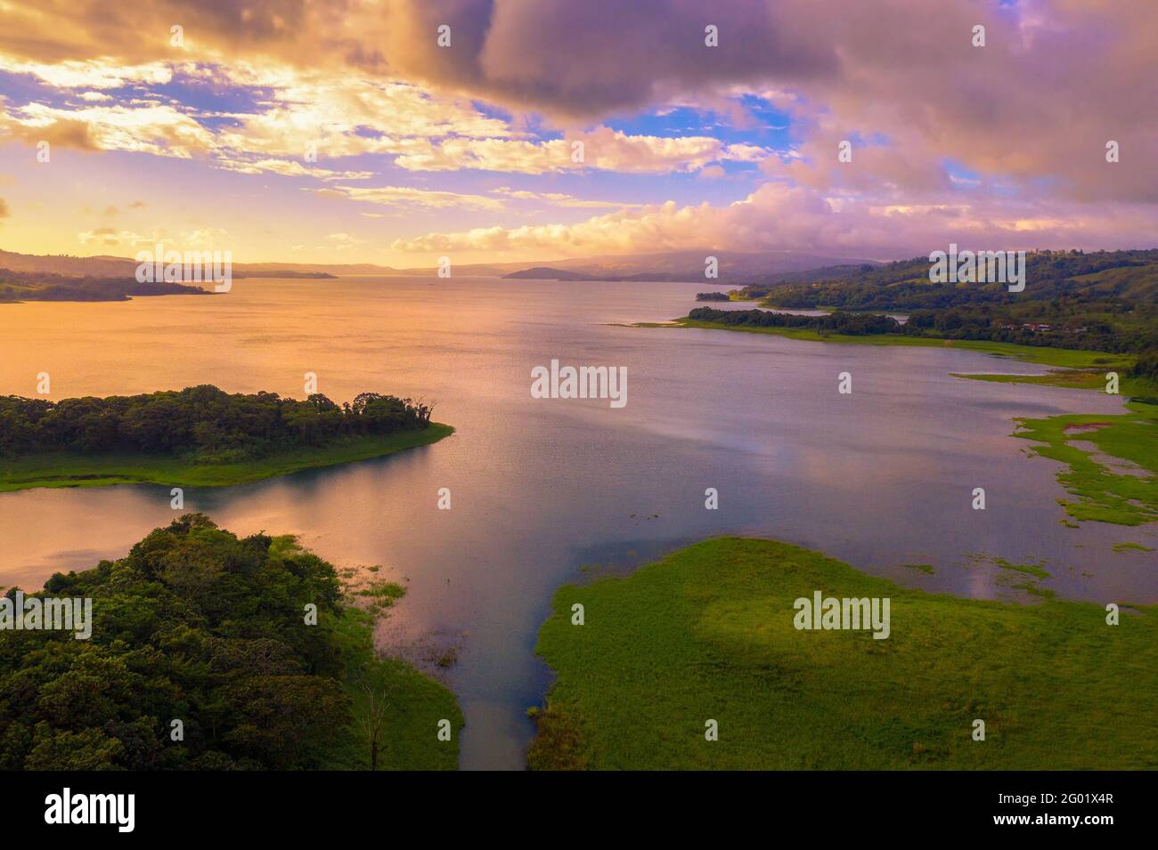 Sunset above Lake Arenal in Costa Rica Stock Photo
