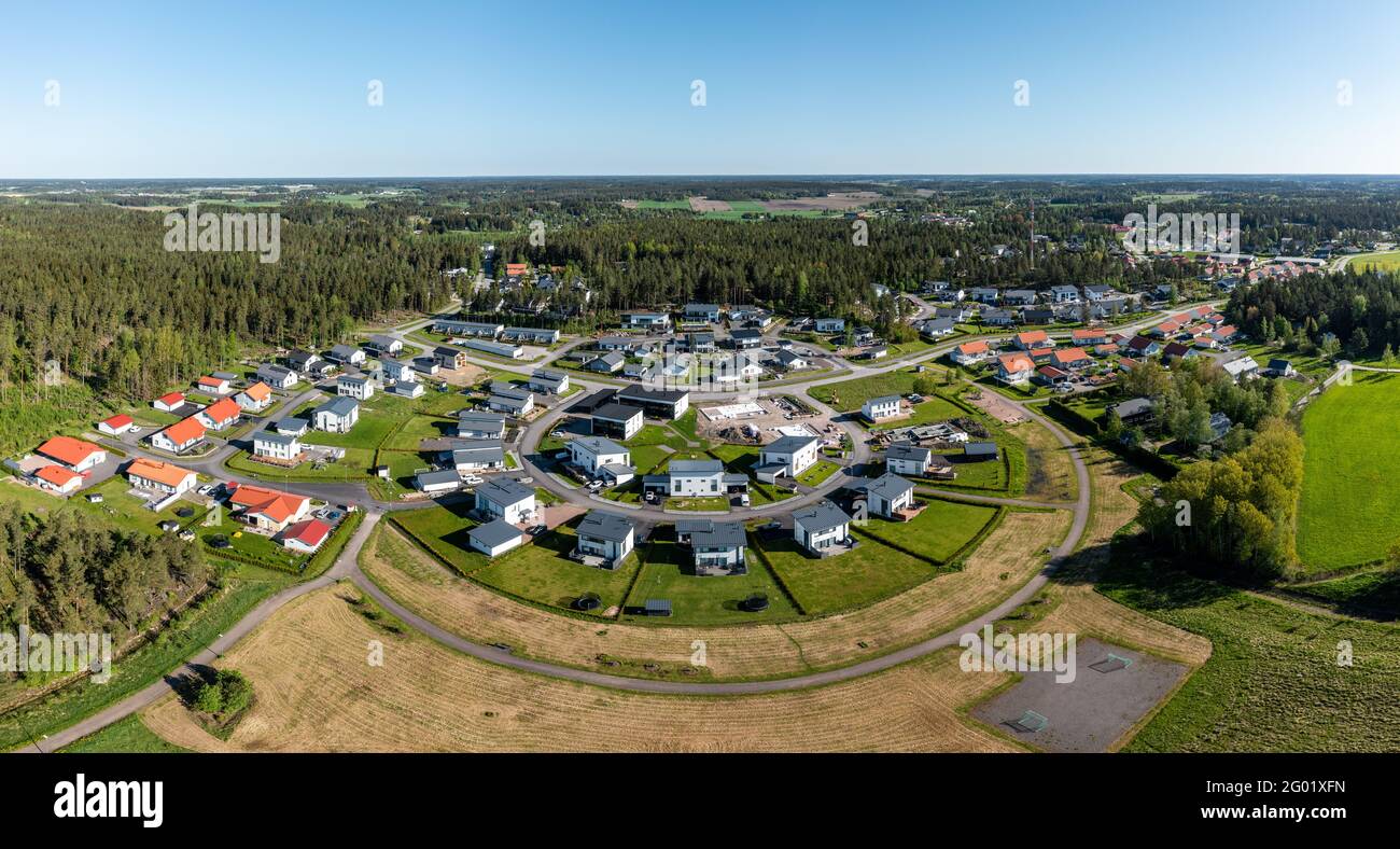 Aerial View Suburban Houses New Development Area Hi res Stock 