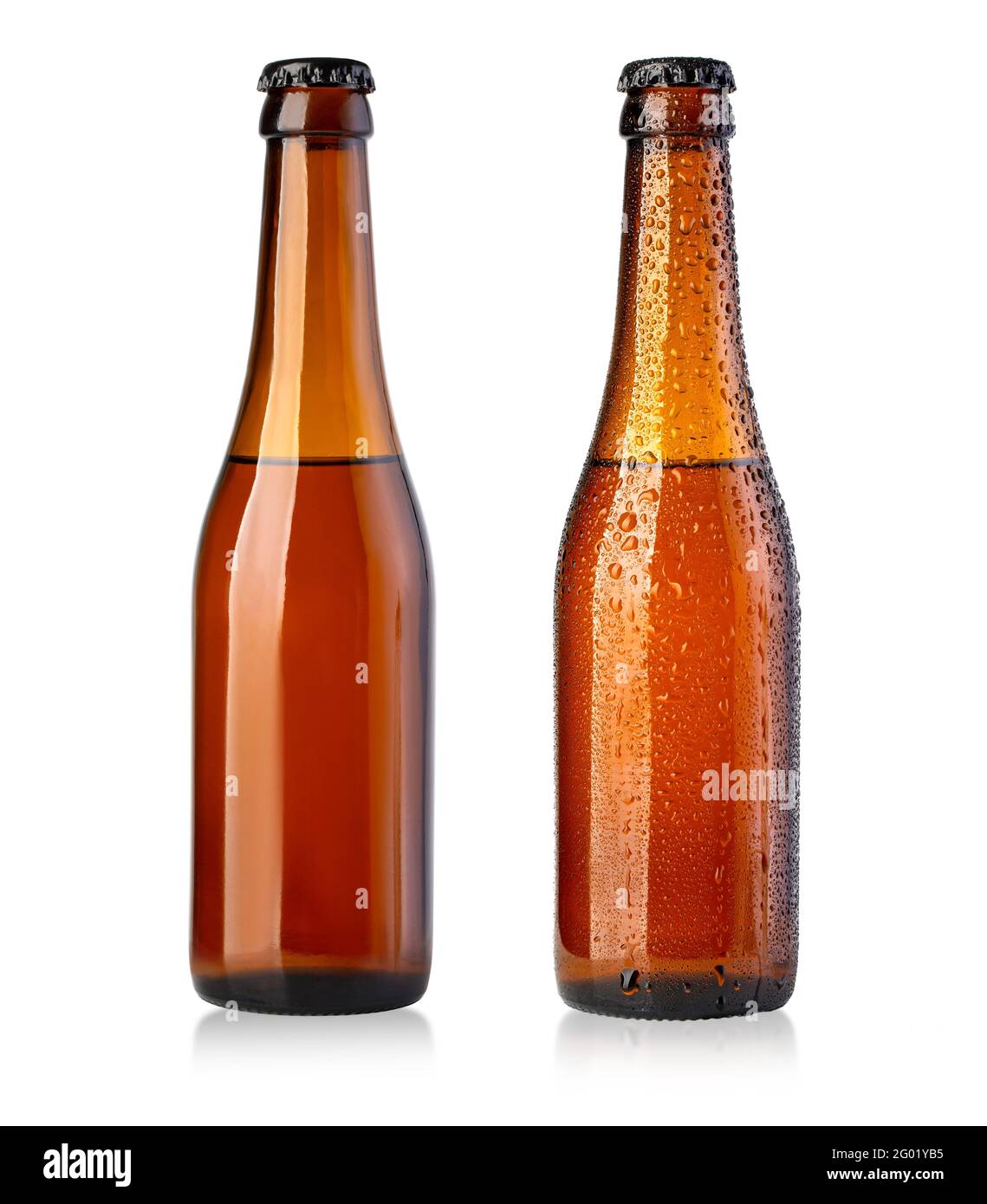 brown beer bottles isolated on white with clipping path Stock Photo Alamy